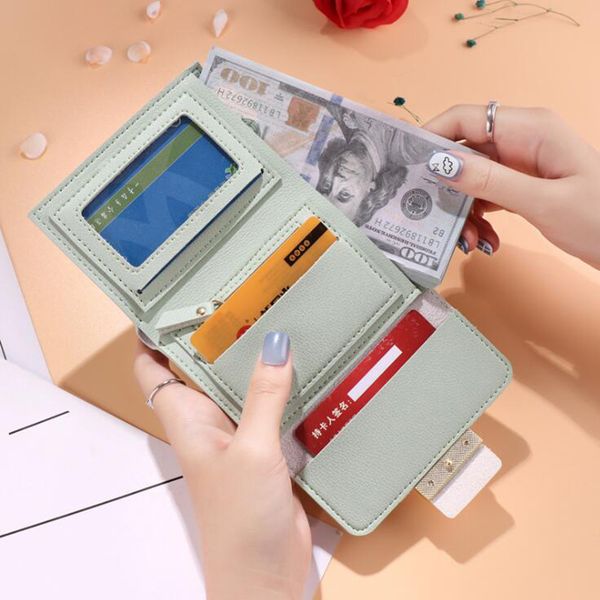 

new korean female short contrast color small wallet leather women hasp purse leisure small fresh coin purse card holder carteira, Red;black