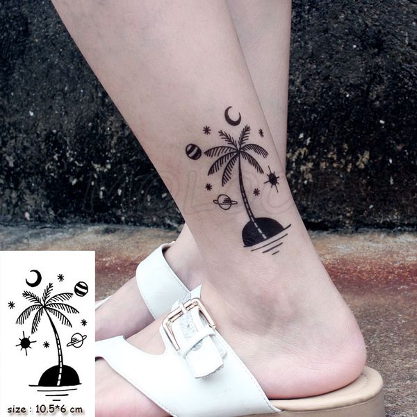 

waterproof temporary tattoo stickers coconut palm planet tattoo small size tatto flash tatoo fake tattoos for man girl women
