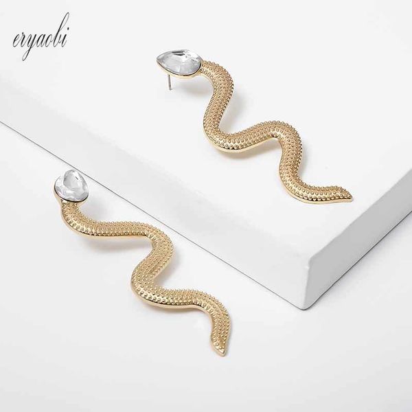 

er yao bi personalized exaggerated golden animal snake shape dangly earings for woman charm long dangle earrings anniversary, Silver
