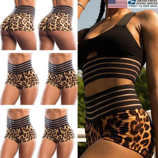 

сша сексуальные женщины леопардовые шорты с высокой талией обтягивающие леггинсы йога фитнес горячие женские брюки, White;red