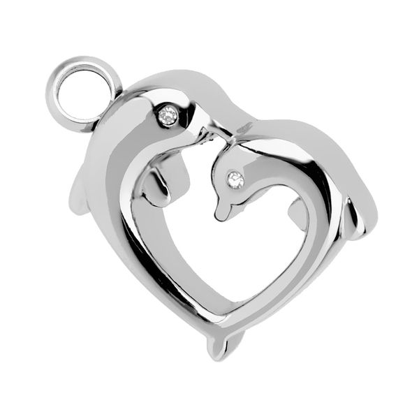 

heart dolphins cremation keepsake memorial ash urn pendant locket jewelry, Silver
