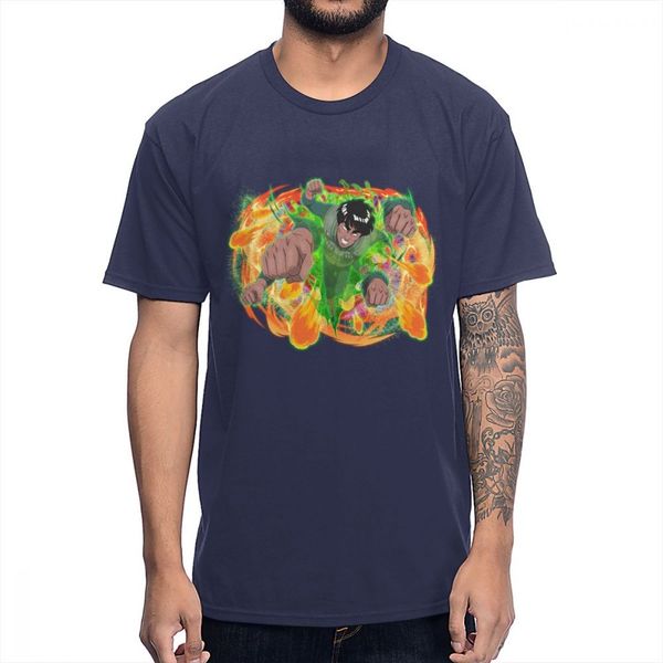 

naruto taijutsu masters might guy eight gates fire peacock t shirt awesome man summer slim soft cotton t-shirt camiseta, White;black