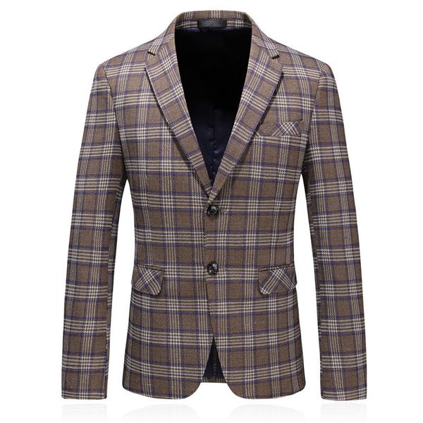 

men's suits & blazers blazer khaki plaid business casual single breasted suit spring and autumn fashion slim jacket, White;black