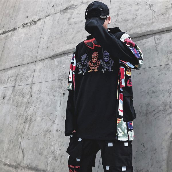 

2019 new men hooded zombie pattern high street hoodie, Black