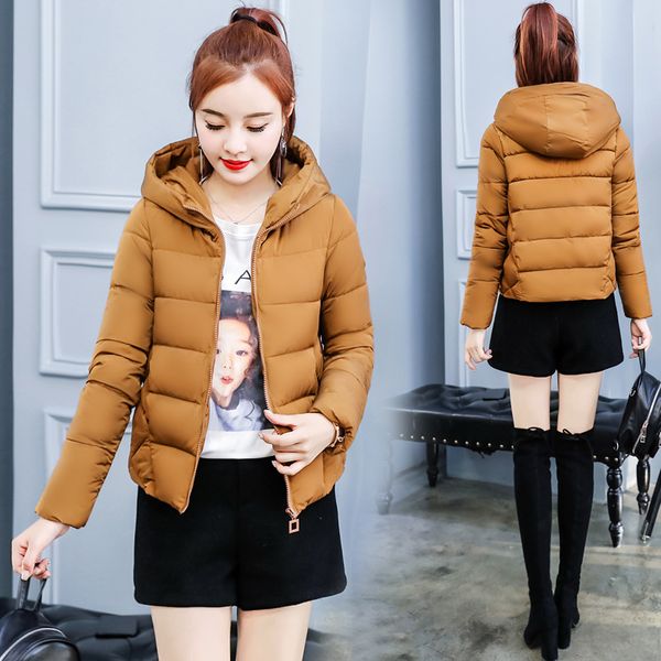 

2018 new winter sweet ladies casual long sleeve slim parkas women fashion hooded zipper warm sustans jacket student coat outwear, Black