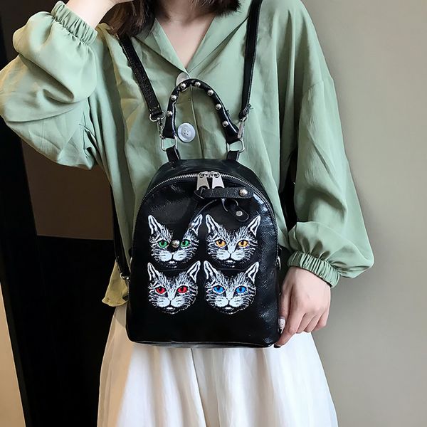 

2019 fashion casual summer women cat color matching wild fashion leisure travel bag student backpack travel shoulder purpose bag