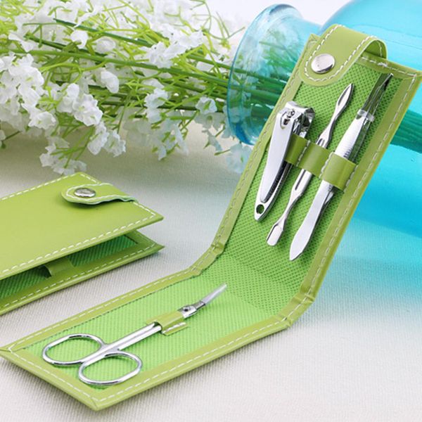

sale 4pcs/set nail clippers scissors file tweezers with pu case mini nail manicure tool set care kits