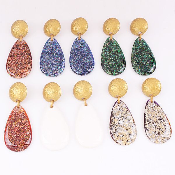 

2019 новых горячих ювелирных изделий серьги падения акриловые смолы, предназначенные для женщин моды многоцветной геометрической европейско, Silver