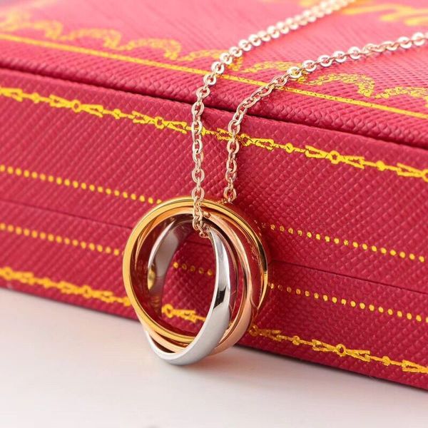 

Новая мода титана сталь серебро золото розовое золото 3-цветное кольцо кулон ожер