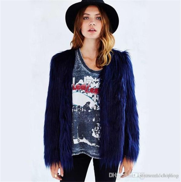 

зимний дизайнер женская шуба solid color v шеи длинным рукавом женская верхняя одежда сыпучие sexy ladies шубы, Black