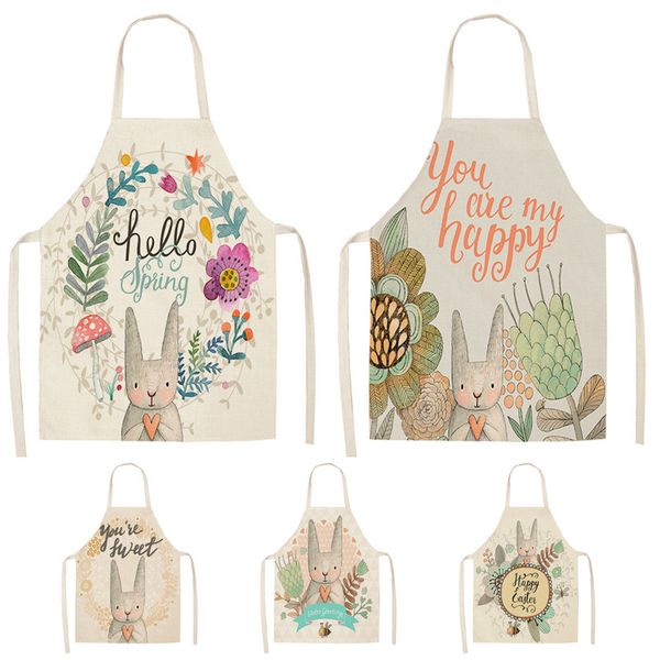 

1 pcs 68*55cm lovely cartoon printed kitchen aprons women children sleeveless cotton linen kitchen cleaning tools wq0025