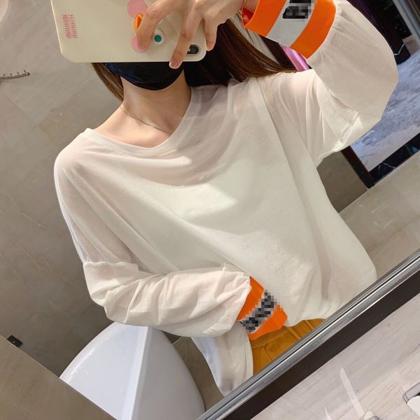

women's clothing season 2020 european color t-shirt matching sleeve letter bat sleeve loose t-shirt women's ins fashion, White