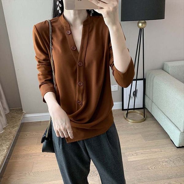 

2k + chic waist irregular fold design shirt all-match ~ 2k + chic waist irregular fold design shirt all-match, White