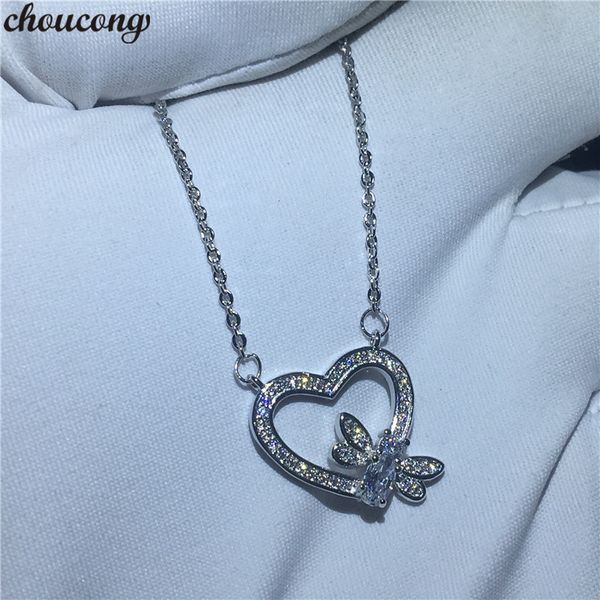 

choucong honeybee heart pendants 5a zircon cz real 925 sterling silver wedding pendant with necklace for women birthday gift