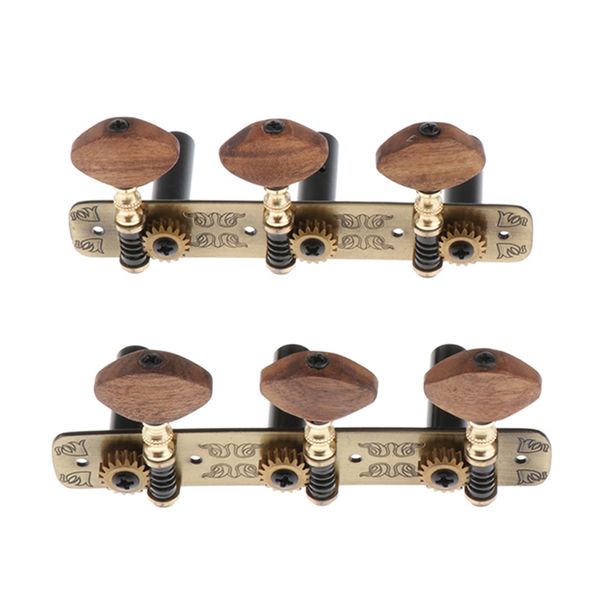 

2 pieces triple classical guitar string tuning peg key acacia knob - bronze