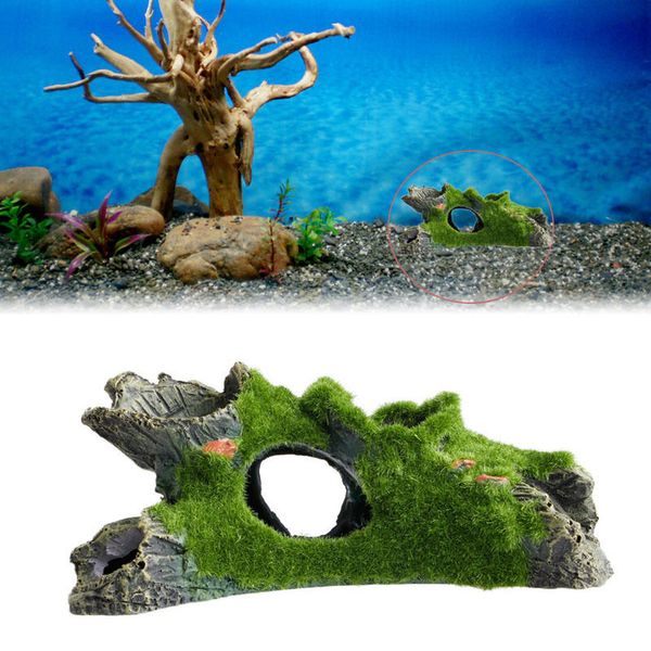 

aquarium resin mountain view moss tree house cave fish tank ornament decoration