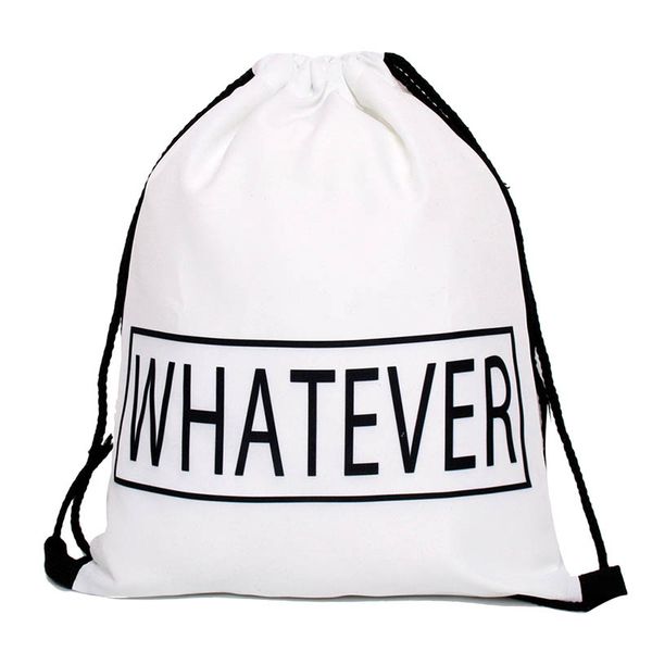 

polyester drawstring bag beach women men travel storage package teenagers backpack sac femme with printing