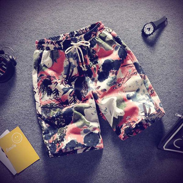 

2020 beach shorts men's quick dry swimming board pants draw string elastic waist summer bathing beach wear shorts for male, White;black