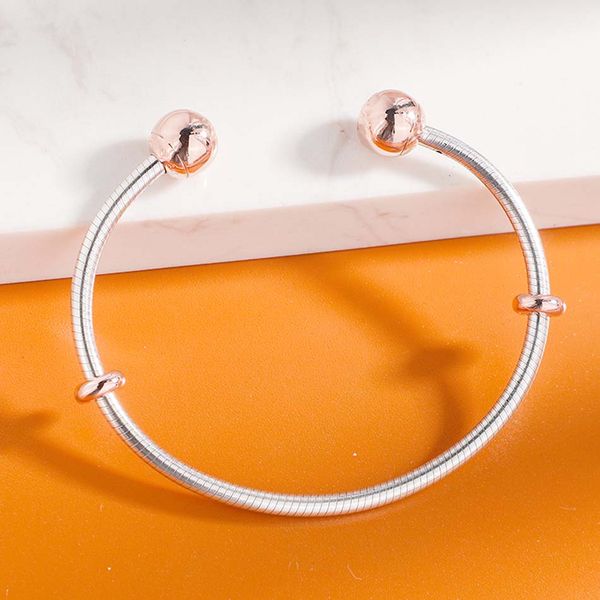 

origina 925 sterling silver bracelet rose gold moments snake chain style open bangle fit bead charm diy europe fashion jewelry, Black