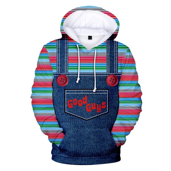 

new the evil good guys toy 3d hoodies men/women halloween chucky 3d hoodie sweatshirt casual pullover plus size jacket clothes, Black