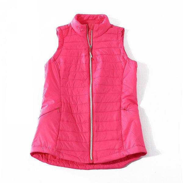 

women red zipper casual warm basic vest stand collar outwear, Black;white