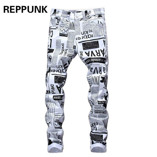 

men's jeans 2021 arrivals fashion 3d printed cotton white men slim fit casual denim trousers male, Blue