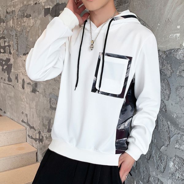 

oversize patchwork plian men hoodies sweatshirts long autumn hoody causal 2019 white hoodies male casaco moletom masculino, Black