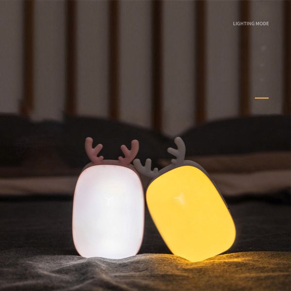 

brelong creative mignon cerf multi-fonction led petite lampe de table étudiant lecture protection des yeux charge usb veilleuse