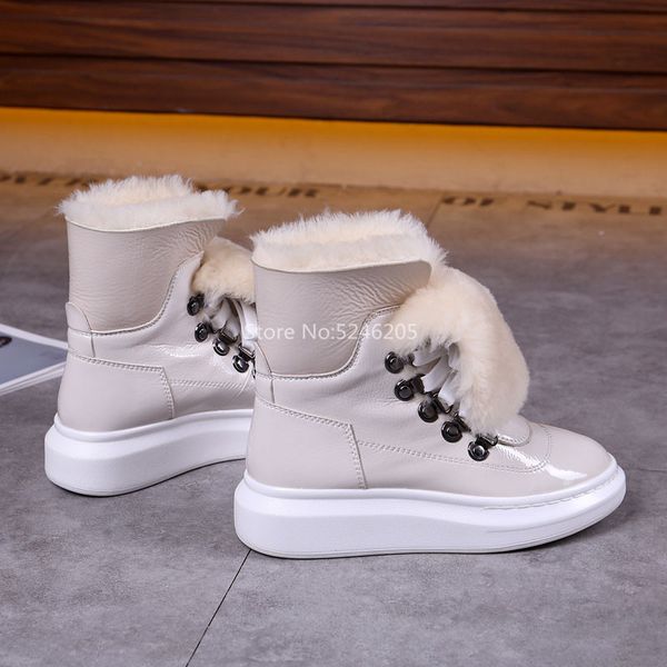 

winter fashion snow boots high sneaker black gold beige waterproof leather round toe lace up height increasing woman shoes