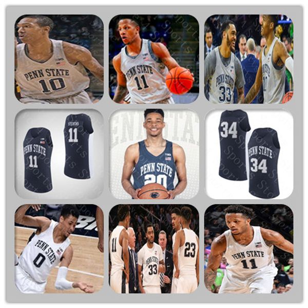 

custom men penn state nittany lions college basketball jersey lamar stevens rasir bolton kyle mccloskey myles dread myreon jones watkins, Black