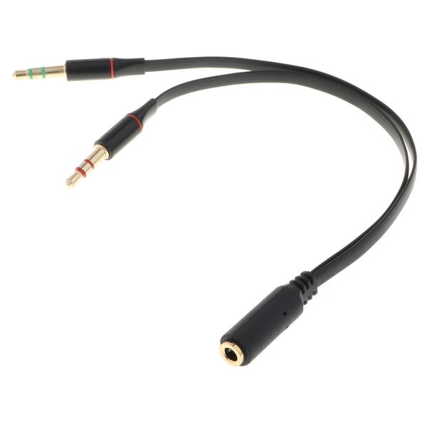 

headphone mic y splitter cable audio microphone 3.5mm jack for pc