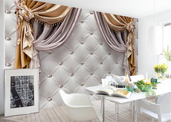 Custom Mural Wallpaper For Bedroom Walls 3d Luxury Original 3d Stereo European Curtain Soft Ba Background Wall Papers Home Decor Living Room Kids