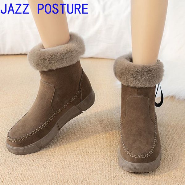 

women's winter boots winter warm boots with zipper; khaki fashion women's shoes thick-soled with thick plush q390, Black