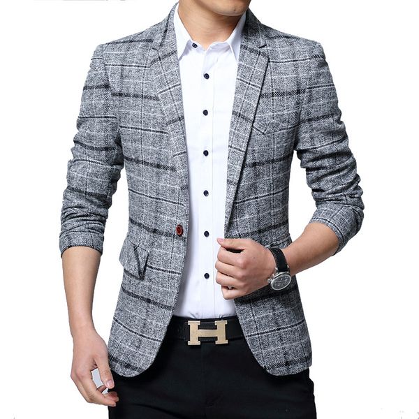 

men's suits & blazers men 4xl 5xl spring british style plaid male slim fat business casual blazer coat brand outwear jacket by603, White;black