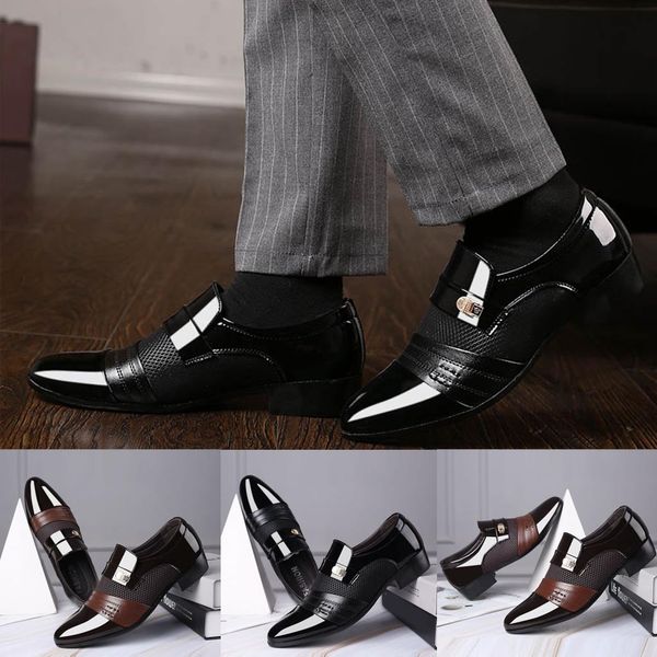 

2019 new chaussure homme shoes men business leather shoes casual comfortable wedding male suit zapatos de hombre#19705, Black
