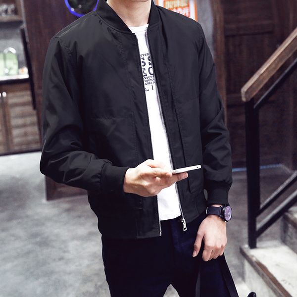 

mrmt 2019 brand men's jacket spring and autumn thin men's baseball collar solid color casual jacket, Black;brown