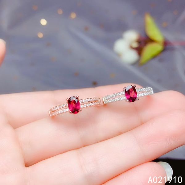 

kjjeaxcmy boutique jewelry 925 sterling silver inlaid natural garnet gemstone ladies ring support detection noble, Golden;silver