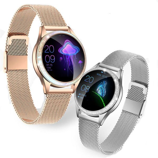 

ip68 waterproof smart watch women lovely bracelet heart rate monitor sleep monitoring smartwatch connect ios android kw10 band, Slivery;brown