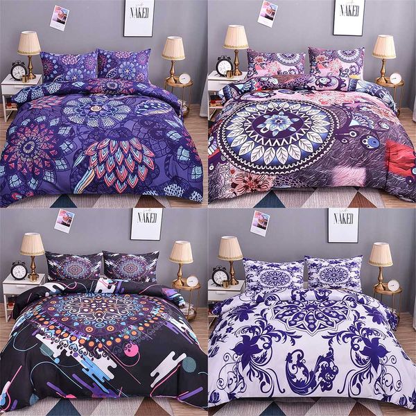 

homesky mandala duvet cover king size  size comforter sets bohemia printing bedding set 2/3 pcs