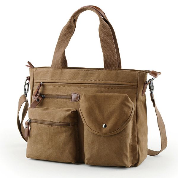 

men canvas briefcase portable 14inch office handbag business vintage multifunction computer shoulder bag leisure hand bags xa54c