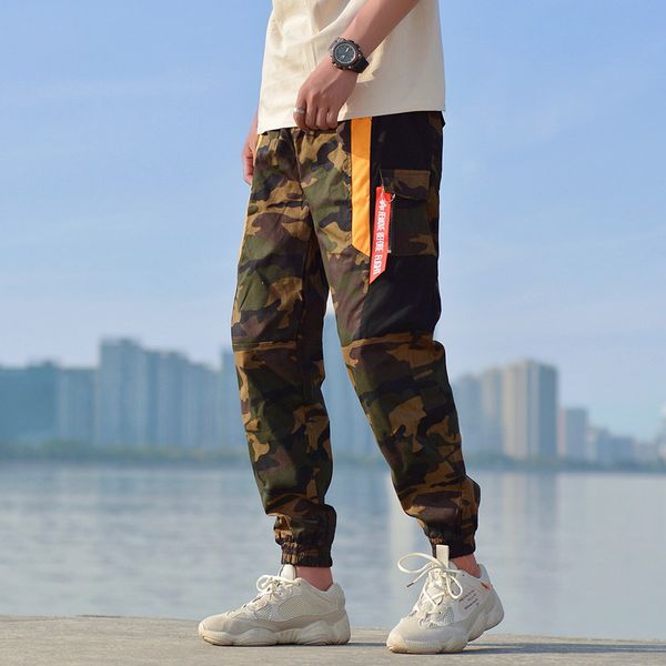 

summer fashion hiphop men camouflage pants army green ankle length, Black