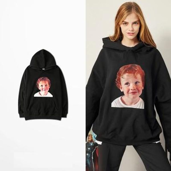 

man's oversized sweatshirt pullover hoodies with printing unisex, Black