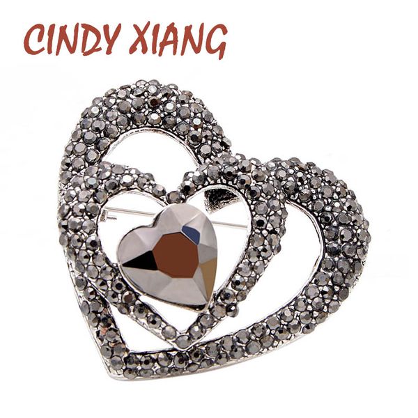 

cindy xiang black rhinestone heart brooches for women fashion wedding elegant coat accessories mom's jewelry coat accessories, Gray