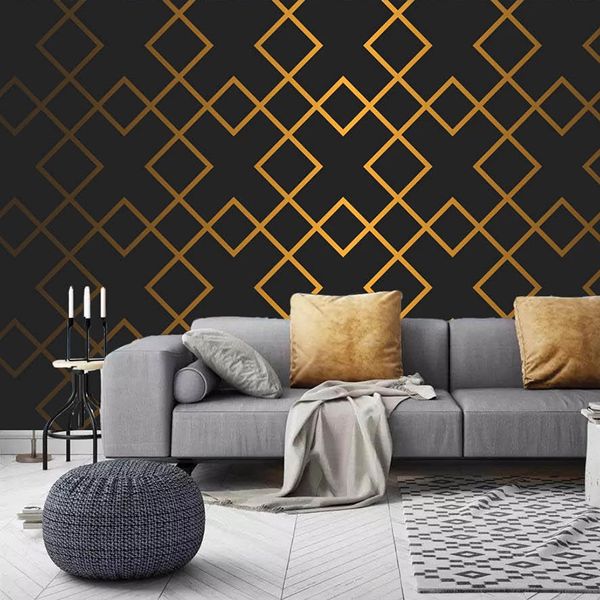 

wallpapers custom mural 3d golden abstract geometric lattice study room living tv background wall painting modern wallpaper home decor