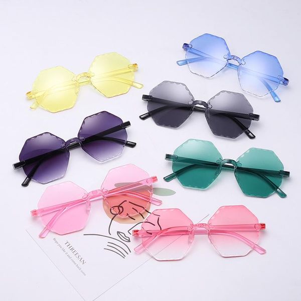 

2pcs/lot factory wholesale child glasses hexagon shape plastic kids sunglasses 3-9yrs baby boys&girls uv400 eyewear n623 xtudn, Blue