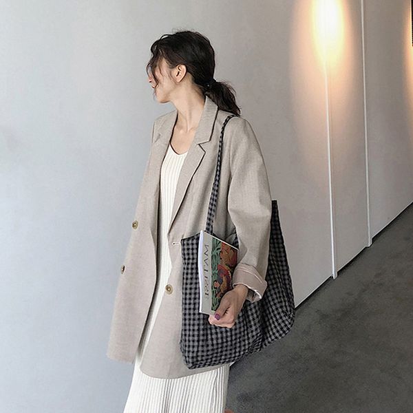 

chic casual двойной брестед женщины blazer куртки зубчатый воротник женский верхняя одежда элегантные дамы пальто, White;black