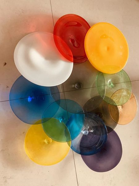 

personal circle crystal blown glass plates modern art decoration elegant tiffany stained glass wall lamps modern home art decoration