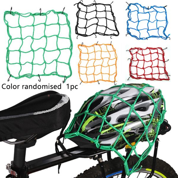 

motorcycle motorbike accessories car trunk storage scooter rear seat 6 hooks mountain bike mesh stretchable luggage net