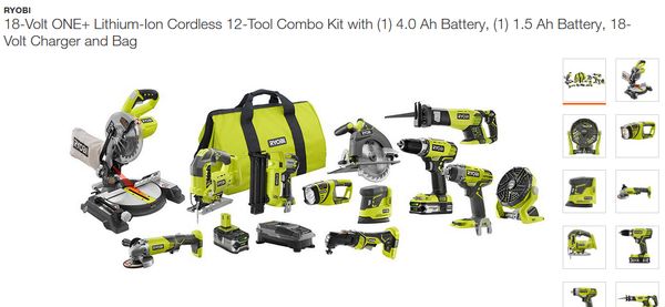 

Набор инструментов Ryobi 18V ONE + 12 - P1896