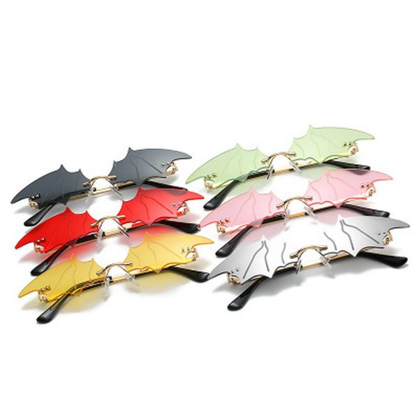 

bat оправы солнцезащитных очков new 2020 bat форма солнцезащитные очки женщины мужчины rimless vintage солнцезащитные очки для женщин clear, White;black